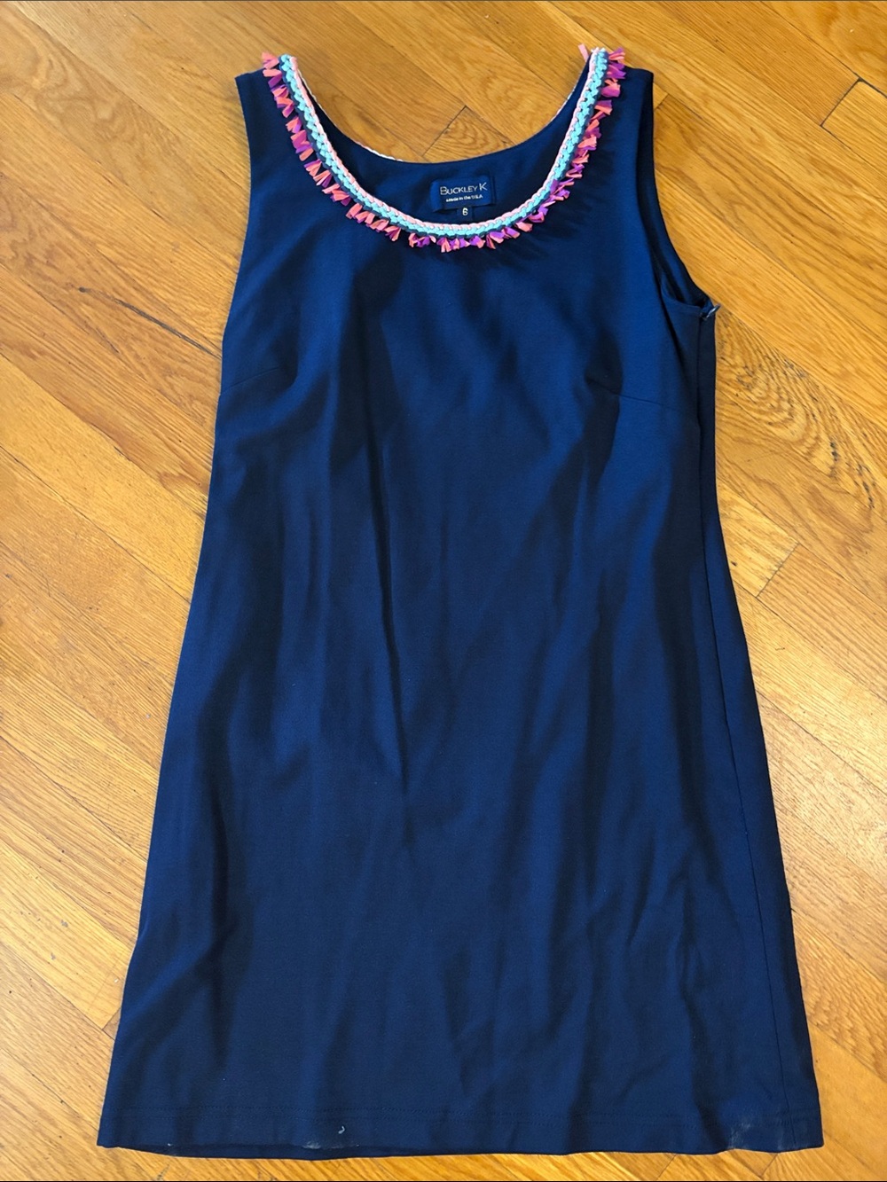 Stitch-Trim Navy Sleeveless Dress